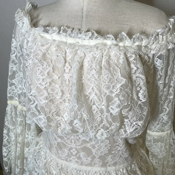 Tadashi Shoji Jacquin off shoulder lace dress size 10 - Picture 5 of 10